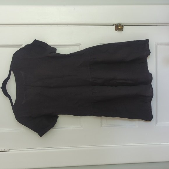 NWT | Black Linen | drop waist mini dress | Black | M - Picture 5 of 5
